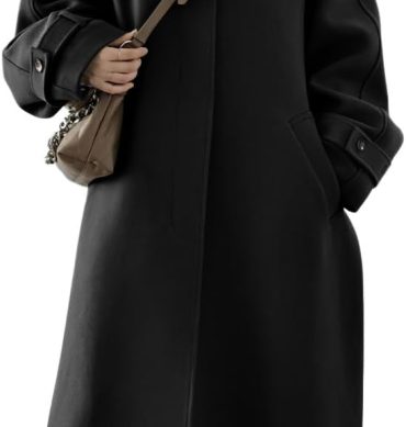Women's Winter Hidden Single Breasted Wool Coat Raglan Sleeve Business Long Wool Overcoat