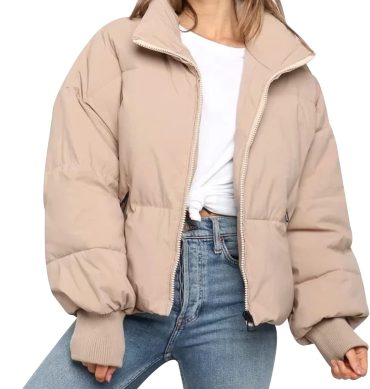 Women Winter Cropped Puffer Jacket Crop Warm Cotton Jacket Baggy Short Padded Outerwear Coats