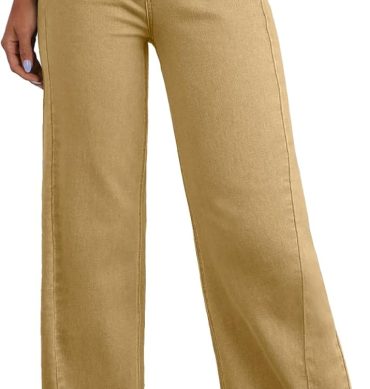 Women's Wide Leg Jeans High Waisted Stretchy Raw Hem Denim Pants