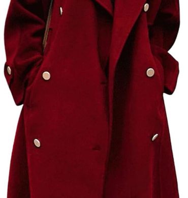 Women's Winter Double Breasted Midi Long Wool Pea Coat Notch Lapel Winter Trench Coat