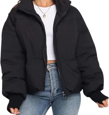 Women Winter Cropped Puffer Jacket Crop Warm Cotton Jacket Baggy Short Padded Outerwear Coats
