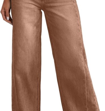 Women's Wide Leg Jeans High Waisted Stretchy Raw Hem Denim Pants