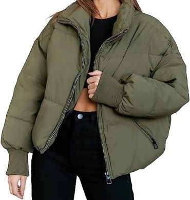 Women Winter Cropped Puffer Jacket Crop Warm Cotton Jacket Baggy Short Padded Outerwear Coats