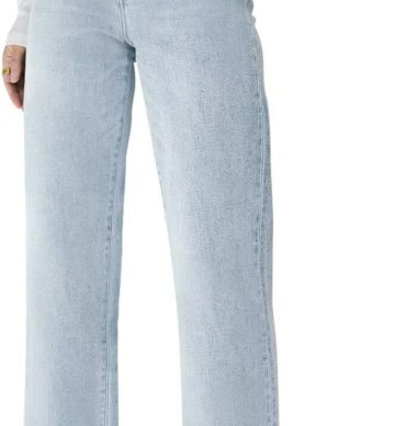 Straight Leg Jeans for Women High Waisted Jeans Frayed Baggy Pants Raw Hem Loose Stretchy Cropped Wide Leg Jeans