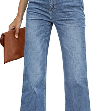 Womens Flare Jeans High Waisted Wide Leg Baggy Jean for Women Stretch Denim Pants