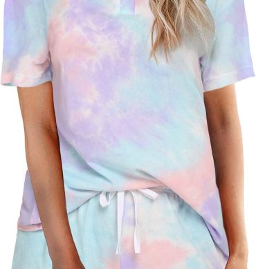 Tie Dye Pajamas Set Women Loungewear Sleepwear 2 Piece PJ Sets