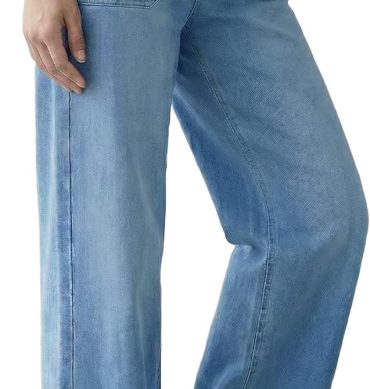 Womens Lyocell Cotton Denim Adjustable Waist Stretchy Spring Wide Leg Jeans