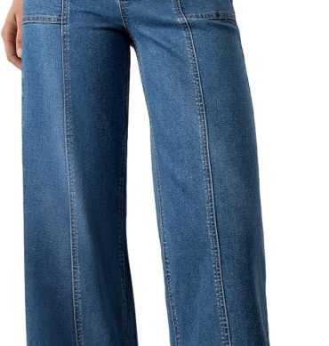 Womens Wide Leg Jeans High Waisted Stretchy Straight Leg Baggy Denim Pants