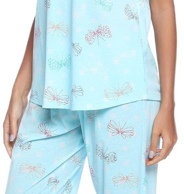 Women Pajama Sets Cotton Pj Set Short Sleeve Top With  Pants Sleepwear 2 Piece Lounge Set