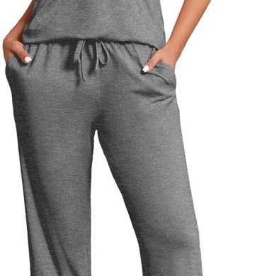 Cotton Pajamas Short Sleeve T-Shirt Top and Long Pants Pj Sets Sleepwear Loungewear for Women