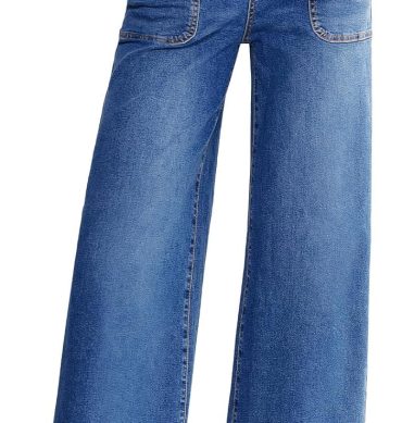 Womens Wide Leg Jeans High Waisted Stretchy Straight Leg Baggy Denim Pants with Pockets
