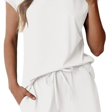 Cotton Pajamas for Women Set 2 Piece Cap Sleeve Pjs Shorts Set Lounge Sets Sleepwear S-XXL