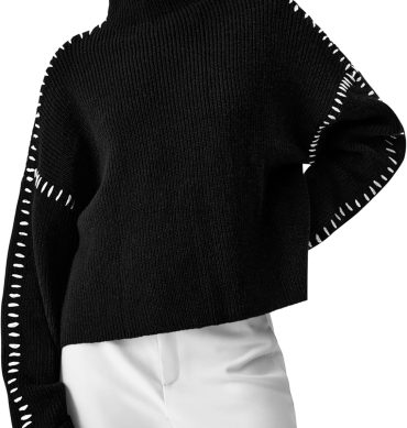 Women Chunky Knit Winter Sweaters Casual Long Sleeve Mock Neck Oversized Loose Pullover Sweater Tops