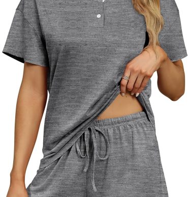 Women Pajama Sets 2 Piece Pjs Short Sleeve Lounge Set Soft Comfy Sleepwear Loungewear S-XXL